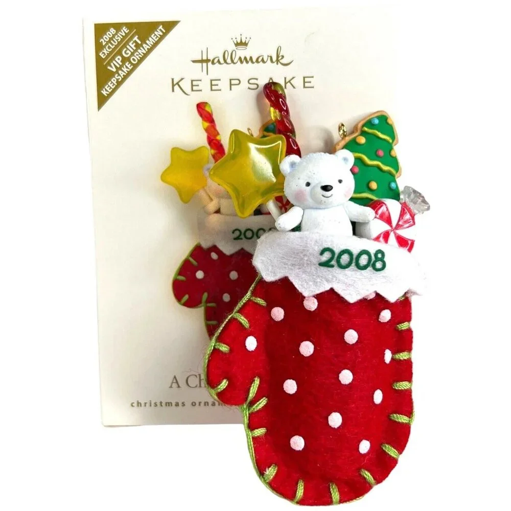 Hallmark‎ Keepsake Christmas Ornament 2008 A Christmas Surprise Mitten Stocking